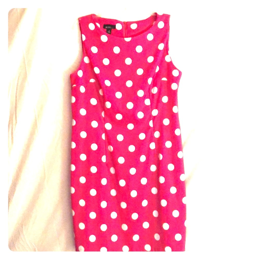 Alyx Sleeveless Pink Polka Dit Sheath Dress